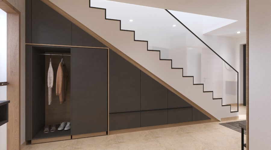 03 vorzimmer-kla_neu_top_03-tischlerei_innenarchitektur_wagenleitner_senftenbach Platzsparende Garderobe unter der Treppe
