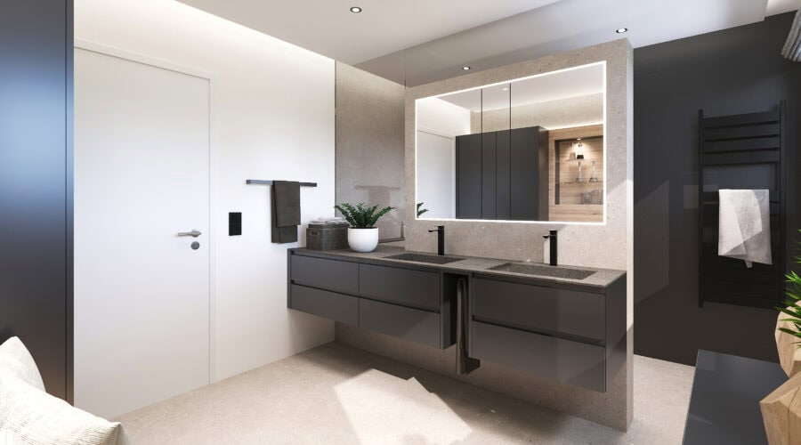 05 bad-hol_fri_002-tischlerei_innenarchitektur_wagenleitner_senftenbach Schwarzes Badezimmer mit Spiegelschrank