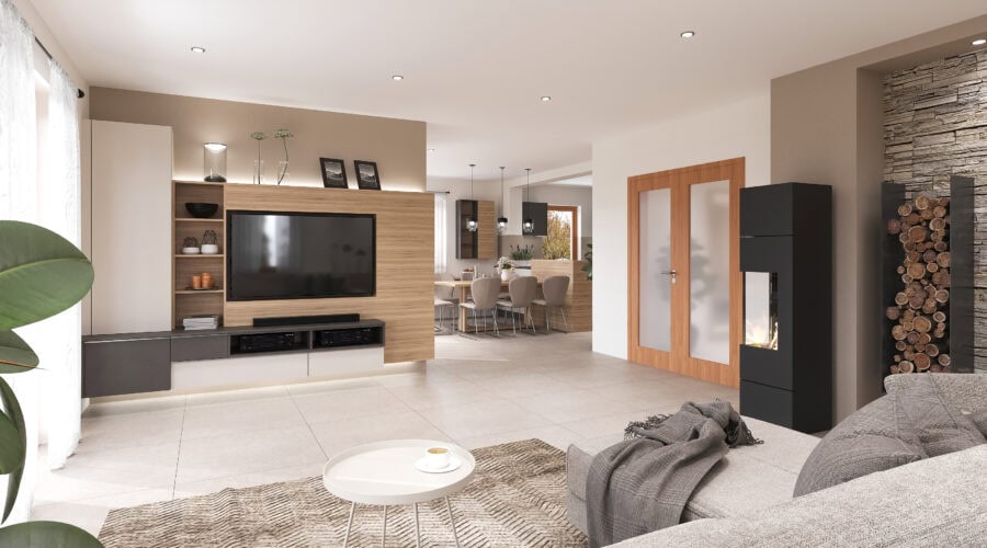 07 wohnzimmer-scha_muc_05-tischlerei_innenarchitektur_wagenleitner_senftenbach Modernes Wohnzimmer mit maßgefertigten Möbeln und Kamin