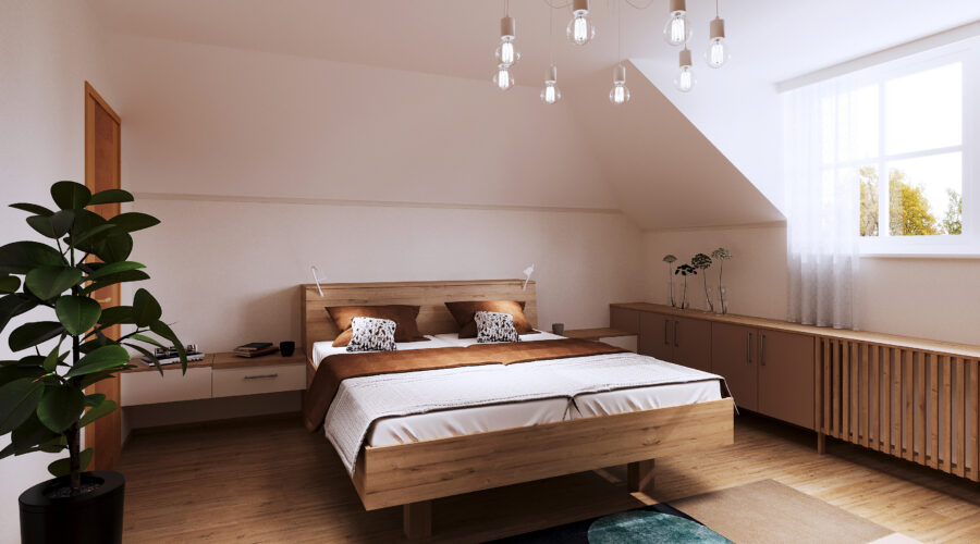 01 schlafzimmer_fri_hor_04-tischlerei_innenarchitektur_wagenleitner_senftenbach Schlafzimmermöbel in Kernbuche mit Dachschräge